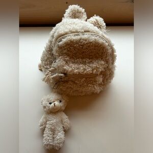 Fluffy Cream Teddy Bear Backpack for Kids